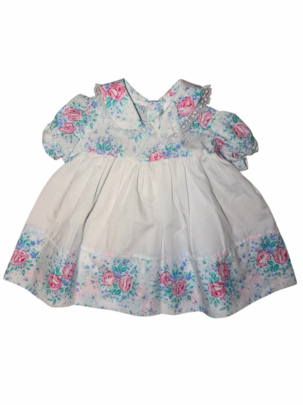 Vintage 1980s 80s Mayfair Baby Girl Floral Lace Coquette Dress 6-9m Cottagecore
